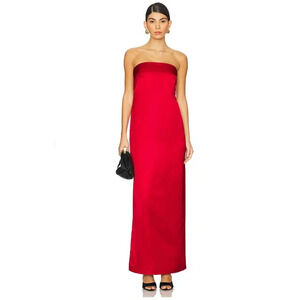 A.L.C. Ani Strapless Satin Gown in Red